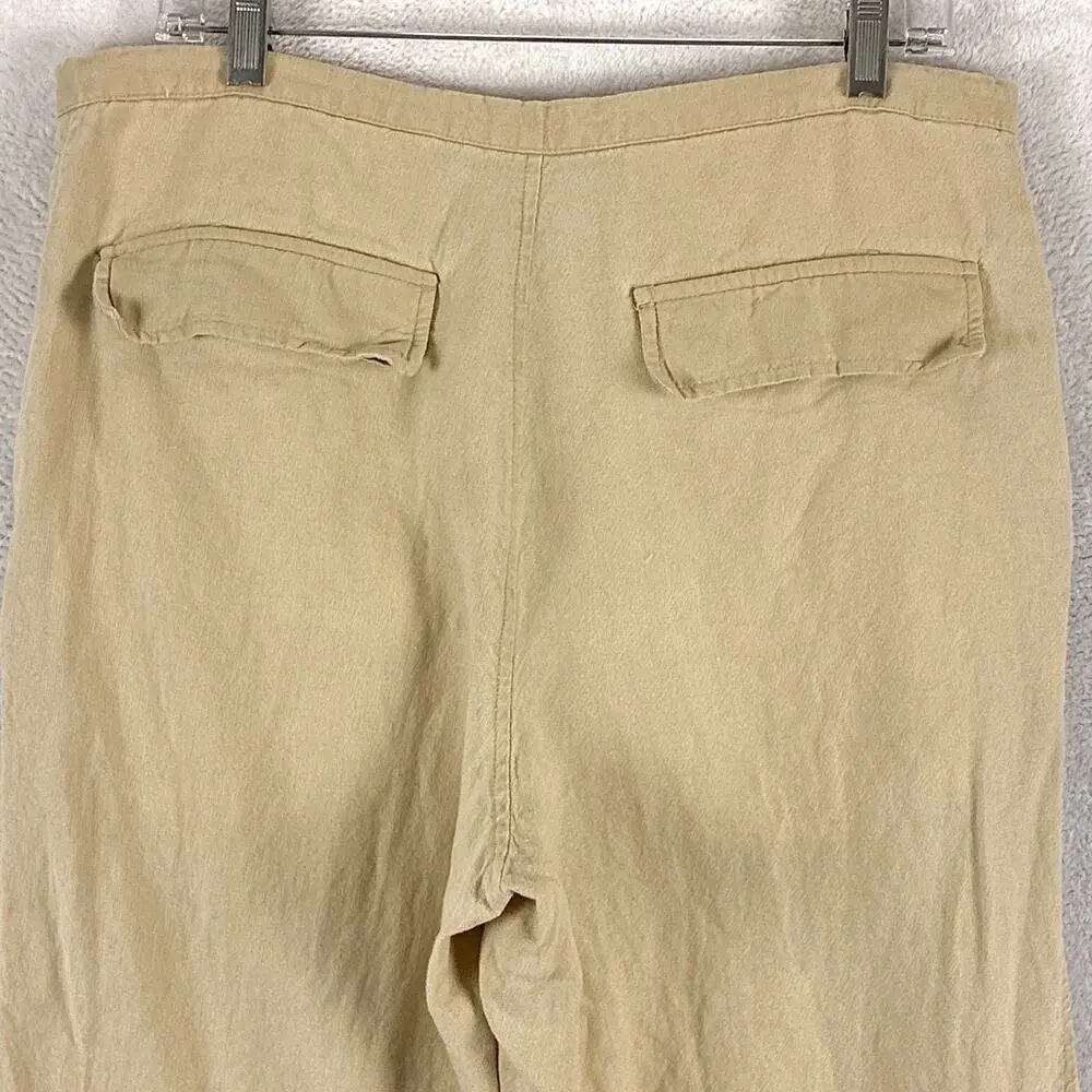 Murano Pants Mens 34x30 Beige Linen Button Fly Preppy Hamptons Summer Beach